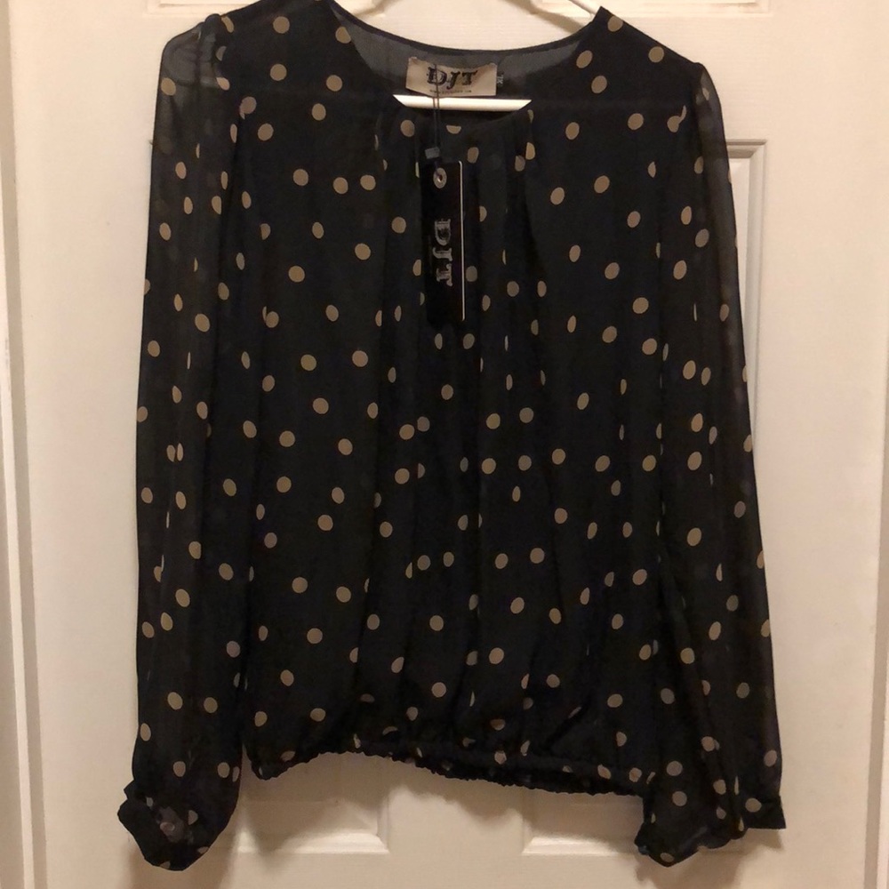 DJ T fashion elastic waist blouse sheer sleeves